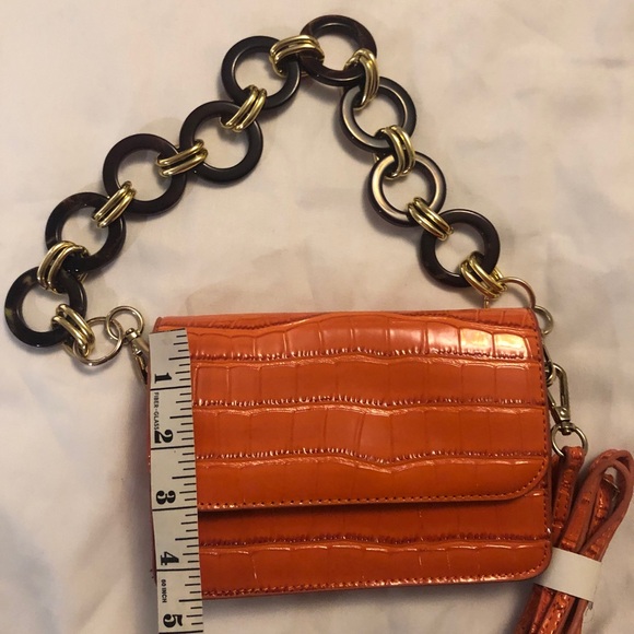Asos faux croc crossbody  with tortoise shell ring shoulder strap - Picture 11 of 11